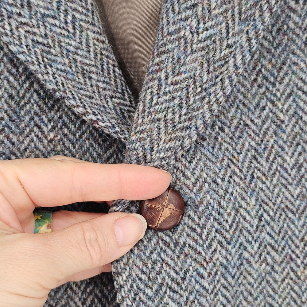 Vintage Orvis Harris Tweed Scottish Wool Blazer 44R Herringbone Sport Coat USA - Picture 11 of 16